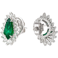 Ruchi New York - Opera Emerald Stud Earrings in 18K White Gold