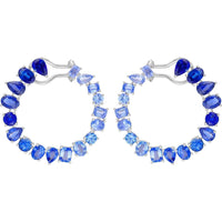 Ruchi New York - Ophelia Blue Sapphire C-Shape Hoops in 18K White Gold