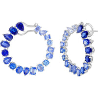 Ruchi New York - Ophelia Blue Sapphire C-Shape Hoops in 18K White Gold