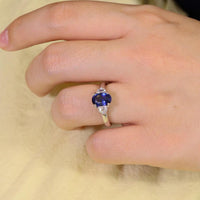 Ruchi New York - Ophelia Blue Sapphire Platinum Ring in 18K White Gold