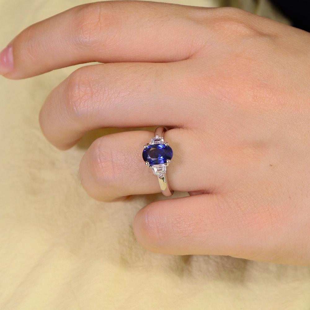 Ruchi New York - Ophelia Blue Sapphire Platinum Ring in 18K White Gold