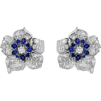 Ruchi New York - Orchidia Blue and White Sapphire Flower Earrings in 18K White Gold