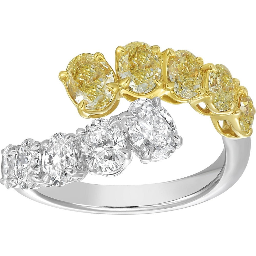 Ruchi New York - Oriana 2.64 Carat Fancy Yellow & White Oval Diamond Wrap Ring in 18K Two-Tone Gold - Ruchi New York