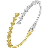 Ruchi New York - Oriana Fancy Diamond Two-Tone Hinged Bangle in 18K Yellow & White Gold - Ruchi New York