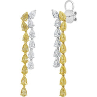Ruchi New York - Oriana Fancy Yellow & White Pear Diamond Linear Earrings in 18K Two-Tone Gold - Ruchi New York