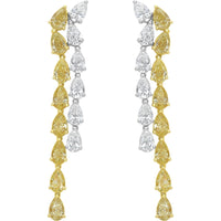 Ruchi New York - Oriana Fancy Yellow & White Pear Diamond Linear Earrings in 18K Two-Tone Gold - Ruchi New York