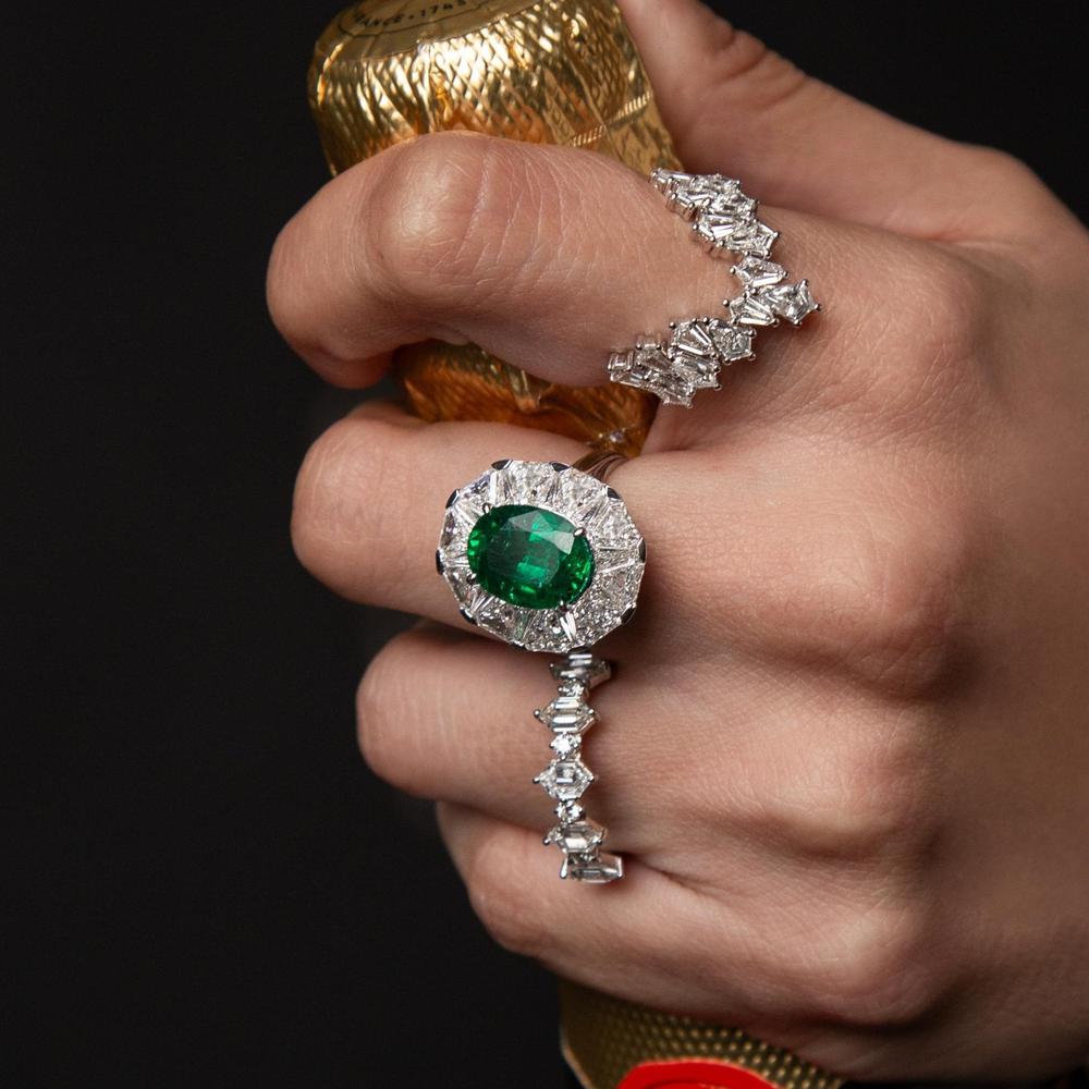 Ruchi New York - Palais Emerald Ring in 18K White Gold