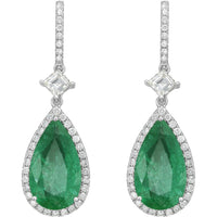 Ruchi New York - Palais Emerald Statement Earrings in 18K White Gold