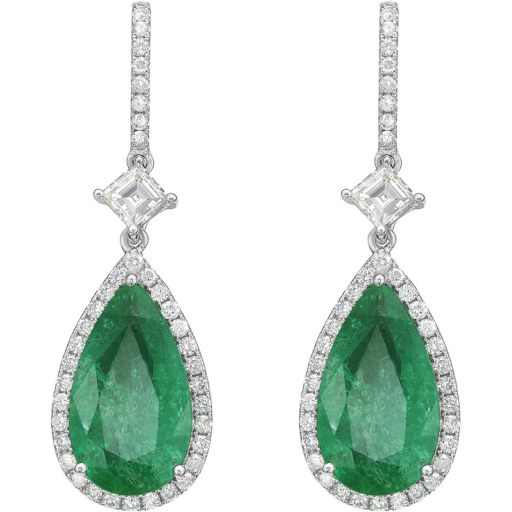Ruchi New York - Palais Emerald Statement Earrings in 18K White Gold