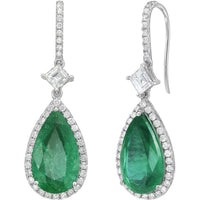 Ruchi New York - Palais Emerald Statement Earrings in 18K White Gold