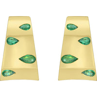 Ruchi New York - Palma Emerald Hoop Earrings in 18K Yellow Gold