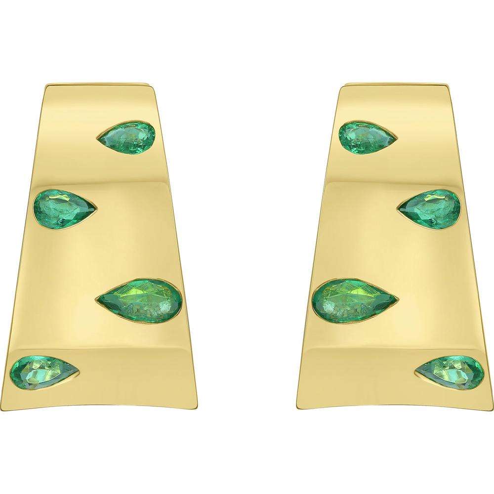 Ruchi New York - Palma Emerald Hoop Earrings in 18K Yellow Gold
