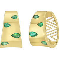 Ruchi New York - Palma Emerald Hoop Earrings in 18K Yellow Gold