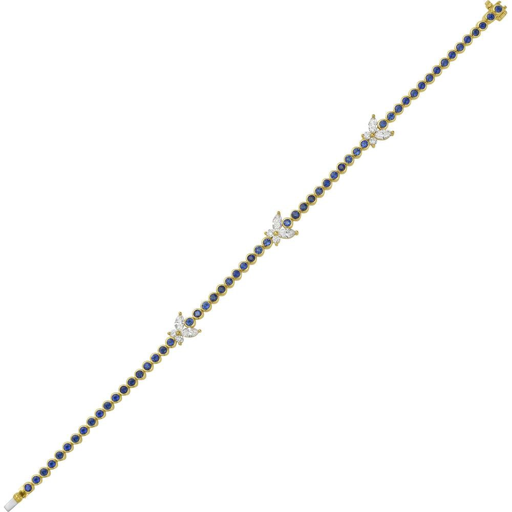 Ruchi New York - Papillon Blue Sapphire Butterfly Bracelet in 18K Yellow Gold