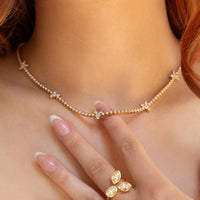 Ruchi New York - Papillon Diamond Butterfly Tennis Necklace in 18K Yellow Gold