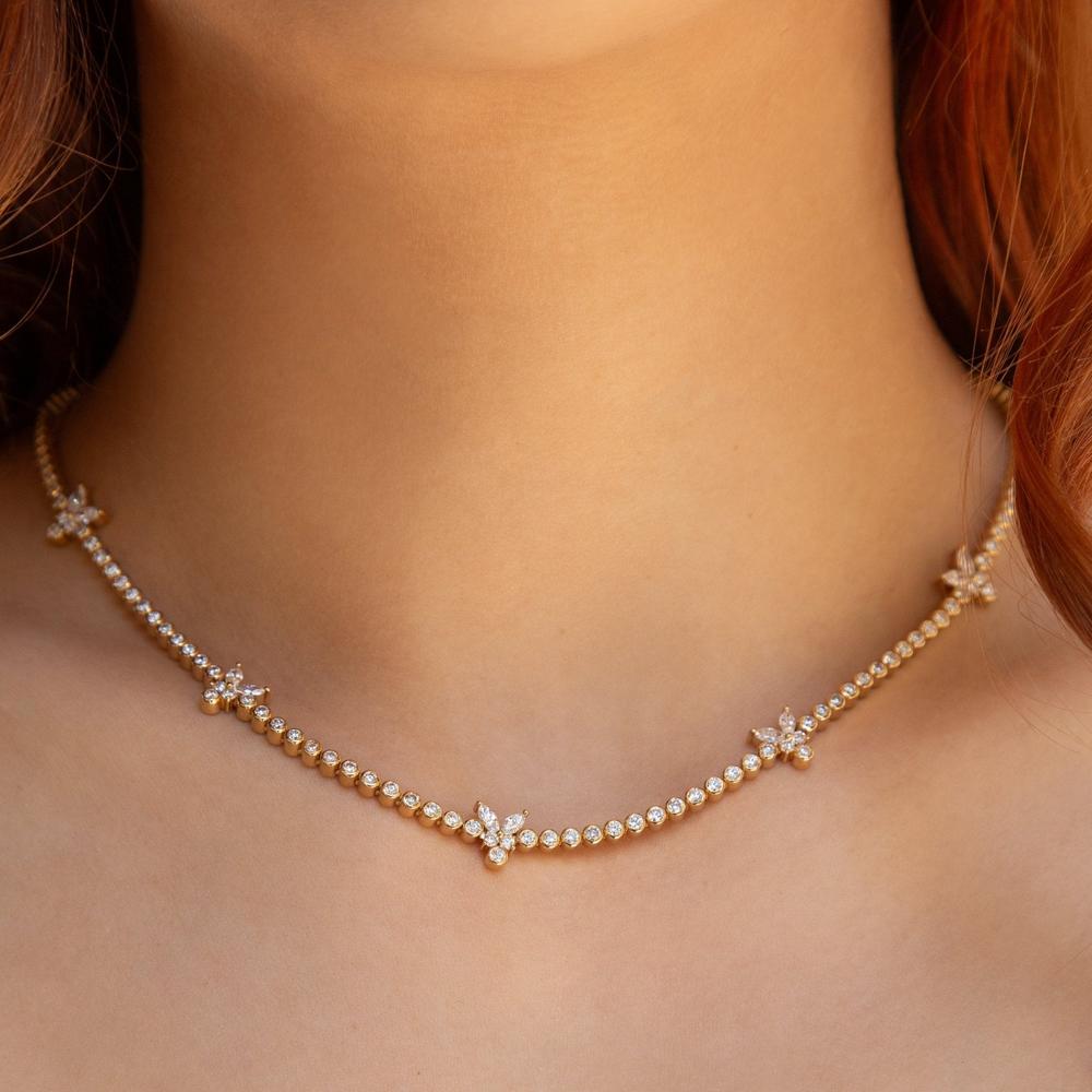 Ruchi New York - Papillon Diamond Butterfly Tennis Necklace in 18K Yellow Gold