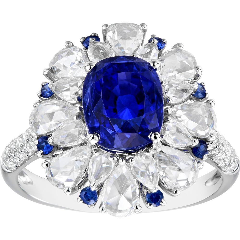 Ruchi New York - Paran Blue Sapphire and Diamond Cocktail Ring in 18K White Gold