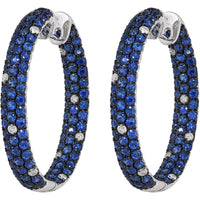 Ruchi New York - Pebble Blue Sapphire Hoop Earrings in 18K White Gold