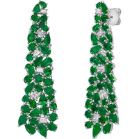 Ruchi New York - Persea Emerald Chandelier Earrings in 18K White Gold