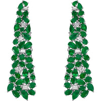 Ruchi New York - Persea Emerald Chandelier Earrings in 18K White Gold