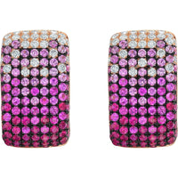 Ruchi New York - Pink Velvet Ruby, Pink Sapphire & Diamond Hoop Earrings in 18K Rose Gold - Ruchi New York