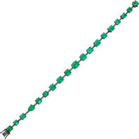 Ruchi New York - Poplar 13.64 Carat Mixed-Shape Colombian Emerald Tennis Bracelet in 18K Black Gold - Ruchi New York