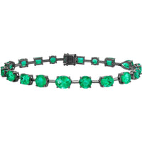 Ruchi New York - Poplar 13.64 Carat Mixed-Shape Colombian Emerald Tennis Bracelet in 18K Black Gold - Ruchi New York