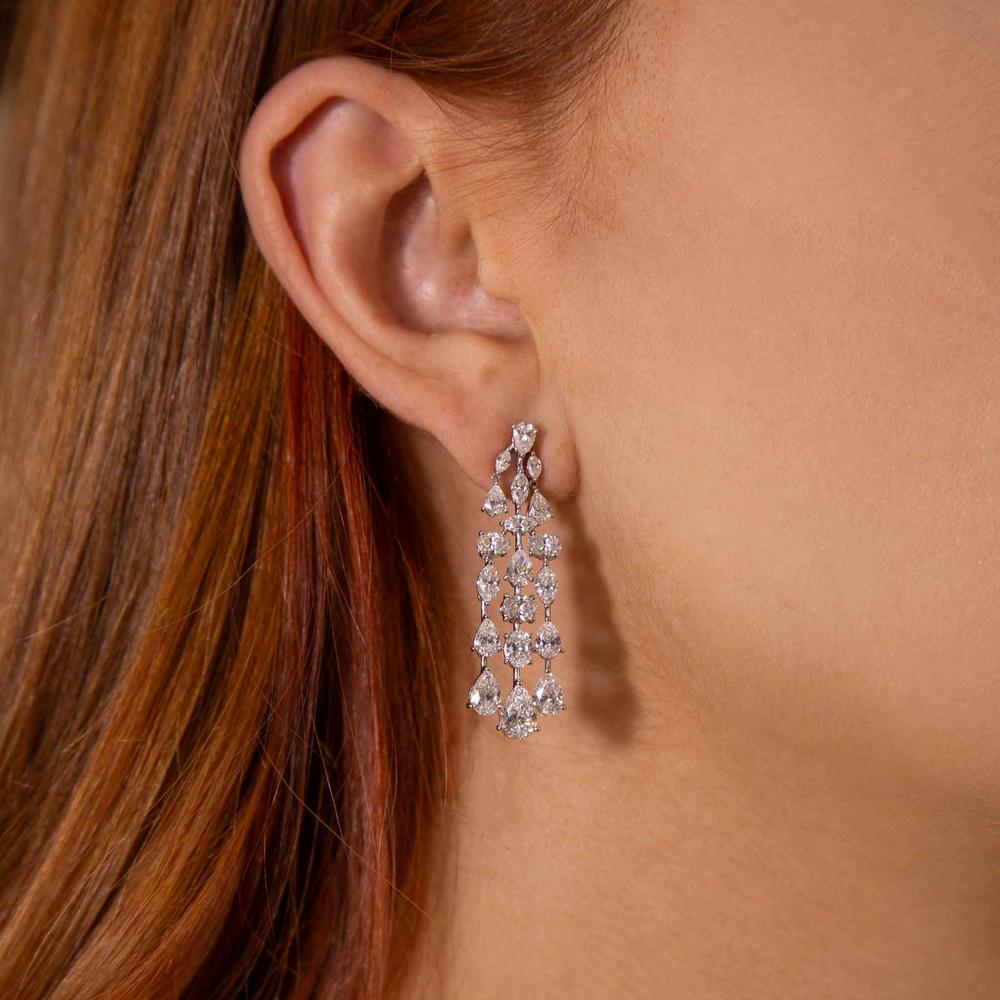 Ruchi New York - Primavera Diamond Statement Earrings in 18K White Gold