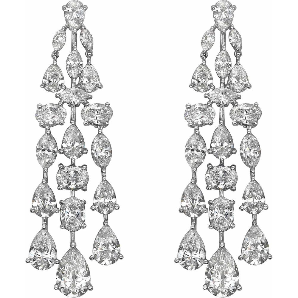 Ruchi New York - Primavera Diamond Statement Earrings in 18K White Gold