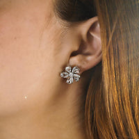 Ruchi New York - Primavera Flower Diamond Stud Earrings in 18K White Gold