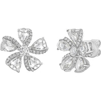 Ruchi New York - Primavera Flower Diamond Stud Earrings in 18K White Gold