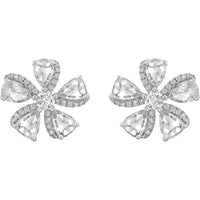 Ruchi New York - Primavera Flower Diamond Stud Earrings in 18K White Gold