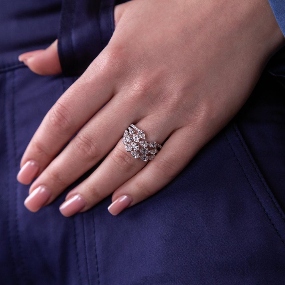 Ruchi New York - Primavera Grande Diamond Cocktail Ring in 18K White Gold