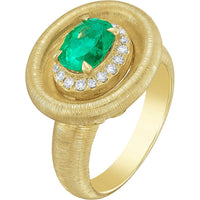 Ruchi New York - Quincy Colombian Emerald & Diamond Cocktail Ring in 18K Yellow Gold - Ruchi New York