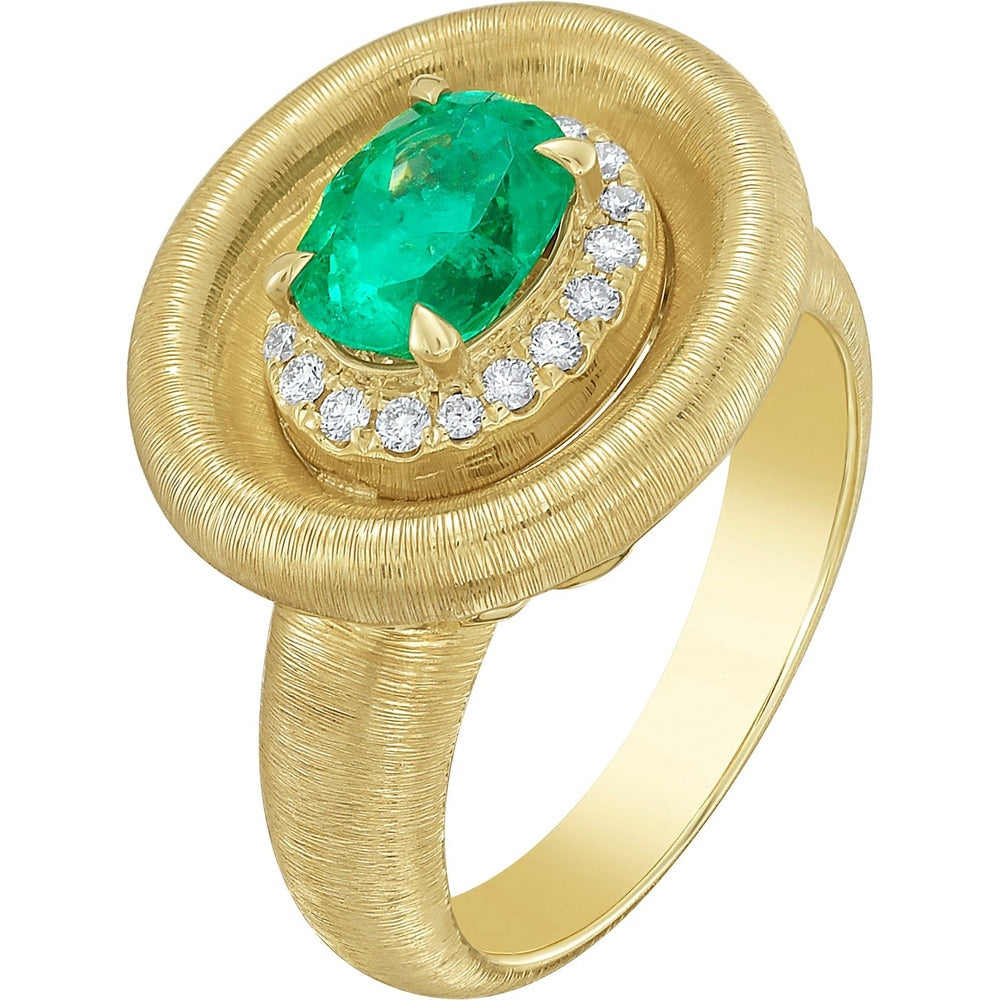 Ruchi New York - Quincy Colombian Emerald & Diamond Cocktail Ring in 18K Yellow Gold - Ruchi New York