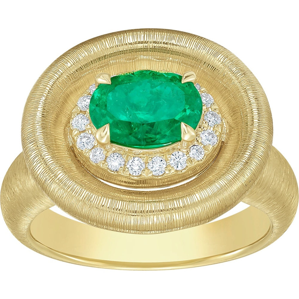 Ruchi New York - Quincy Colombian Emerald & Diamond Cocktail Ring in 18K Yellow Gold - Ruchi New York