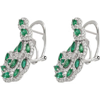 Ruchi New York - Rainforest Emerald Crescent Earrings in 18K White Gold