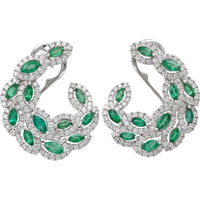 Ruchi New York - Rainforest Emerald Crescent Earrings in 18K White Gold