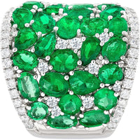 Ruchi New York - Rainforest Emerald Dome Ring in 18K White Gold