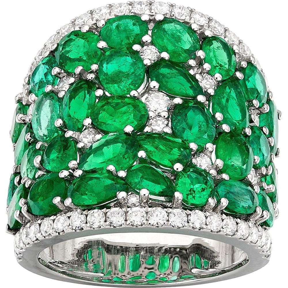 Ruchi New York - Rainforest Emerald Dome Ring in 18K White Gold