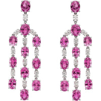 Ruchi New York - Reina Pink Sapphire Statement Earrings in 18K White Gold