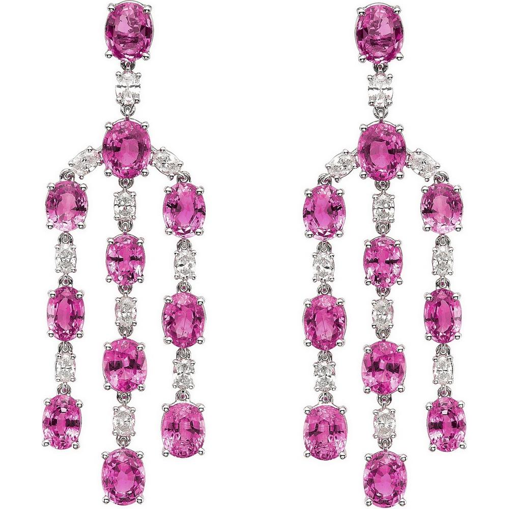 Ruchi New York - Reina Pink Sapphire Statement Earrings in 18K White Gold