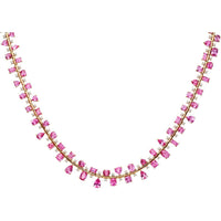 Ruchi New York - Reina Pink Sapphire Statement Necklace in 18K Rose Gold