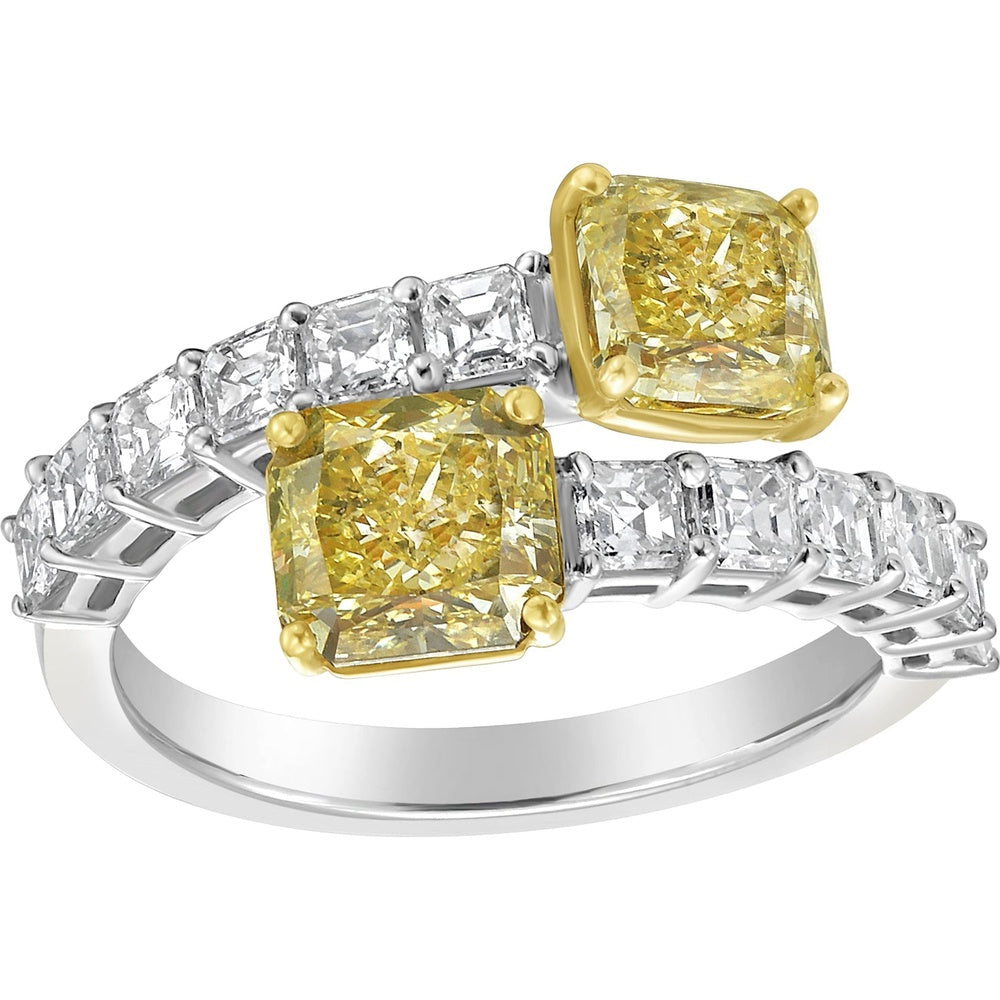 Ruchi New York - Reverie 3.26 Carat Fancy Yellow & White Diamond Wrap Ring in 18K Two-Tone Gold - Ruchi New York