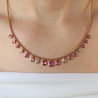 Ruchi New York - Rosé Pink Sapphire & Diamond Fringe Necklace in 18K Rose Gold - Ruchi New York