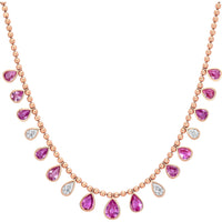 Ruchi New York - Rosé Pink Sapphire & Diamond Fringe Necklace in 18K Rose Gold - Ruchi New York