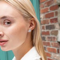 Ruchi New York - Rosee Diamond Stud Earrings in 18K White Gold