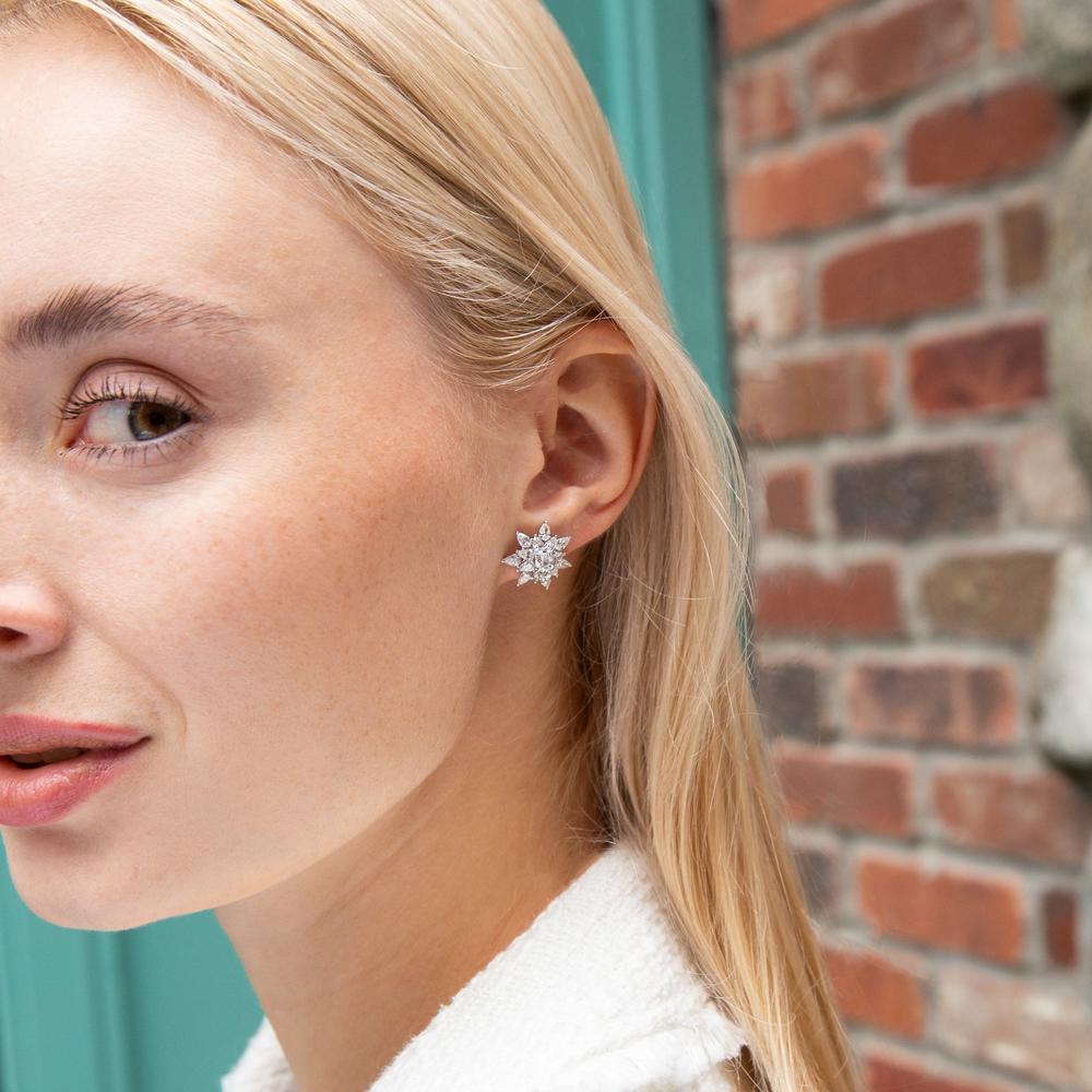Ruchi New York - Rosee Diamond Stud Earrings in 18K White Gold