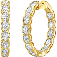 Ruchi New York - Rosette Diamond Hoop Earrings in 18K Yellow Gold