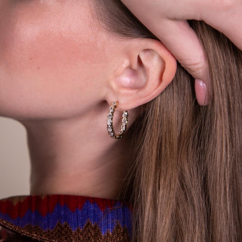 Ruchi New York - Rosette Diamond Hoop Earrings in 18K Yellow Gold
